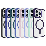 Apple iPhone 15 Pro Kılıf Wireless Şarj Özellikli Zore Krom M-safe Silikon Kapak Derin Mor