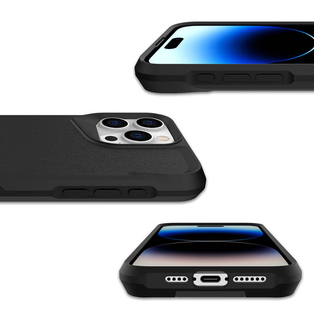Apple iPhone 15 Pro Kılıf Zore Airbag Kenarlı T-Max Mat Standlı Kapak Lacivert