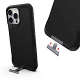 Apple iPhone 15 Pro Kılıf Zore Airbag Kenarlı T-Max Mat Standlı Kapak Siyah