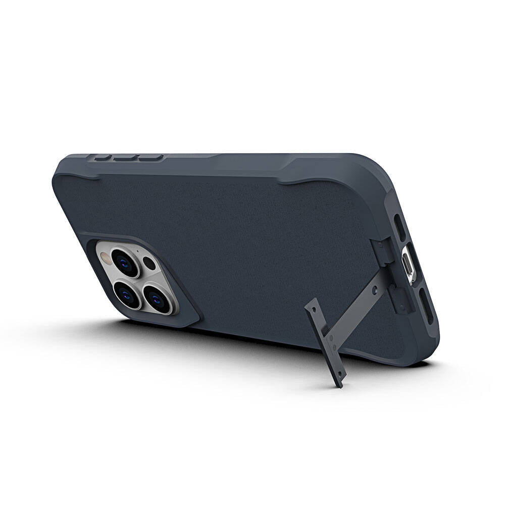 Apple iPhone 15 Pro Kılıf Zore Airbag Kenarlı T-Max Mat Standlı Kapak Lacivert