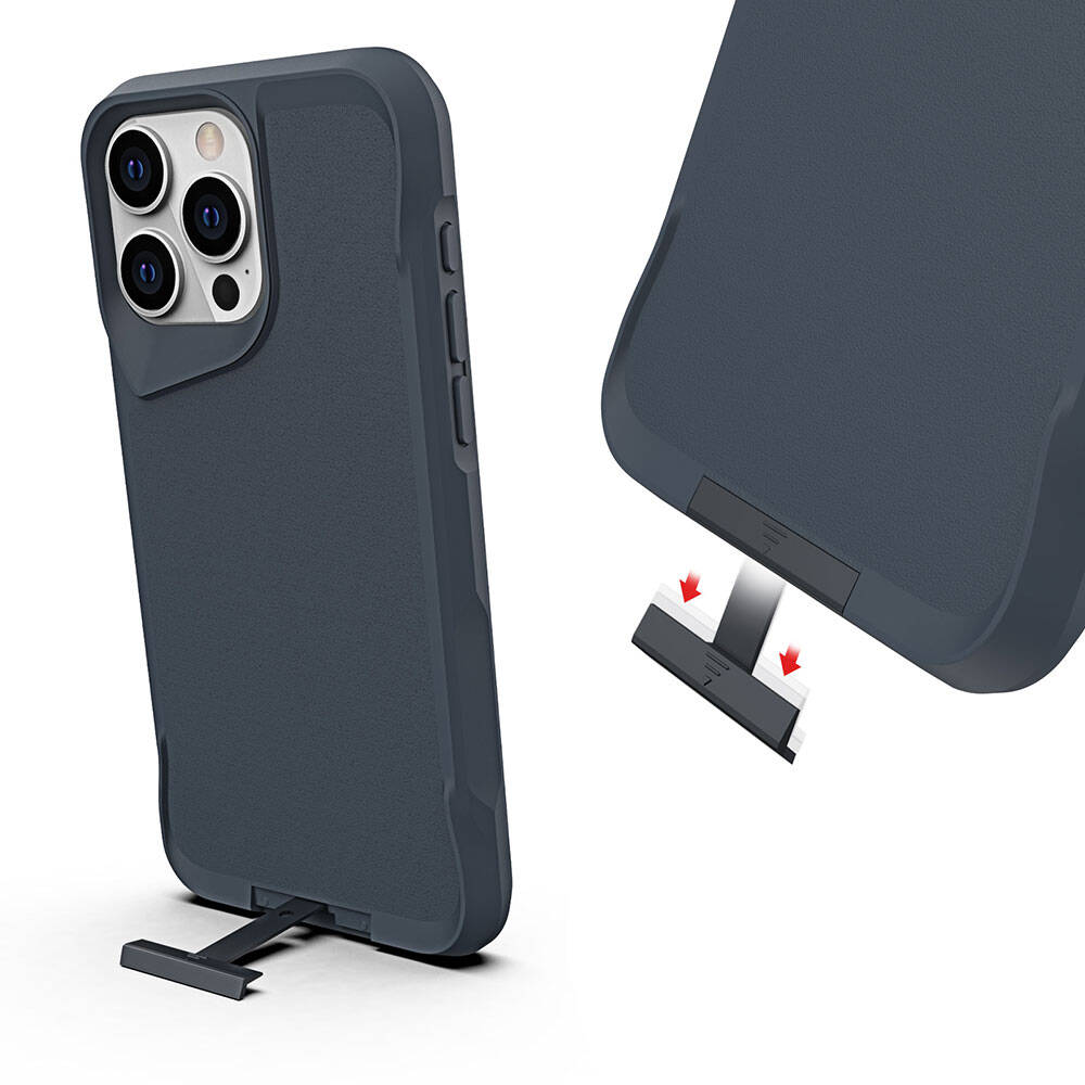 Apple iPhone 15 Pro Kılıf Zore Airbag Kenarlı T-Max Mat Standlı Kapak Gri