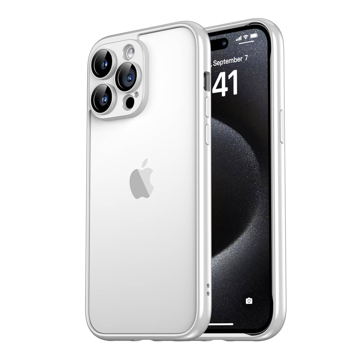 Apple iPhone 15 Pro Kılıf Zore Kamera Korumalı Bontez Bumper Gümüş