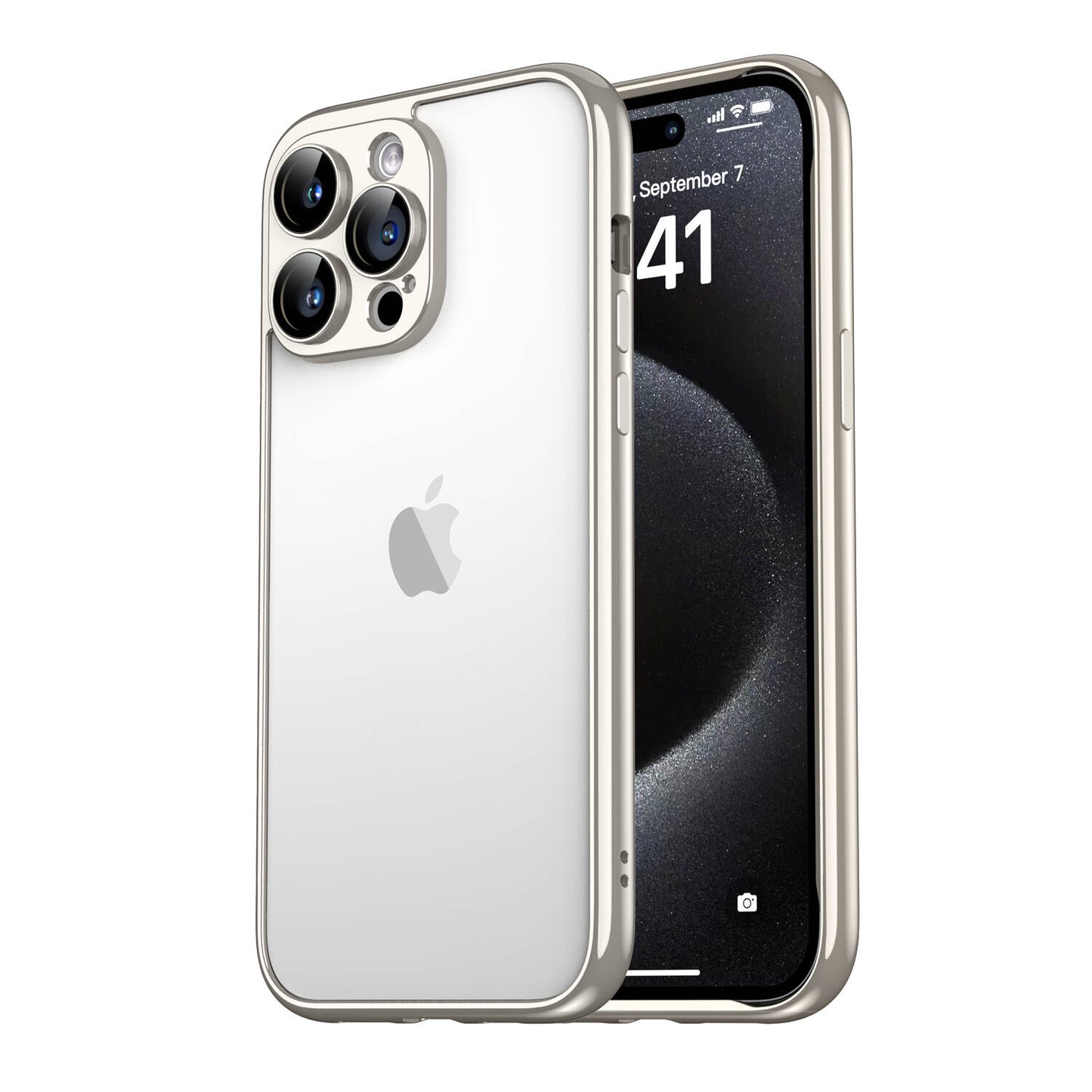 Apple iPhone 15 Pro Kılıf Zore Kamera Korumalı Bontez Bumper Titanyum