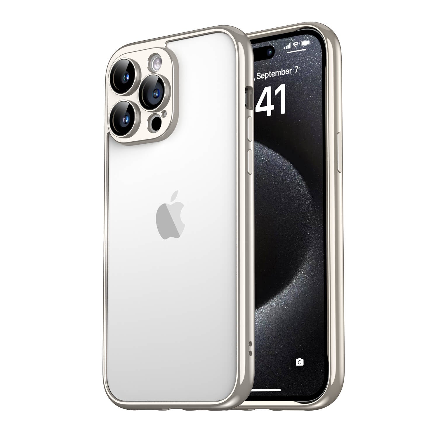 Apple iPhone 15 Pro Kılıf Zore Kamera Korumalı Bontez Bumper Gümüş