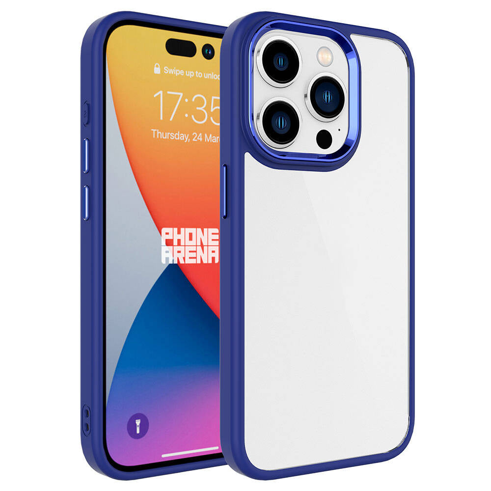 Apple iPhone 15 Pro Kılıf Zore Krom Kapak Lacivert