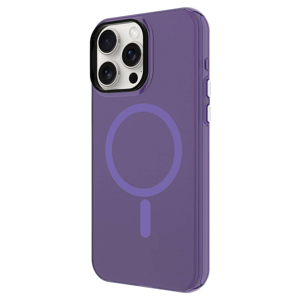 Apple iPhone 15 Pro Kılıf Zore M-safe Şarj Özellikli Buzlu Transparan C-Pro Sert Kapak Lacivert