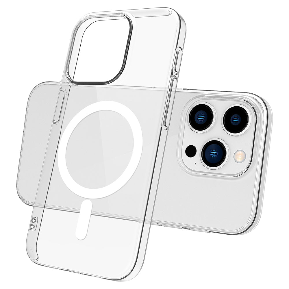 Apple iPhone 15 Pro Kılıf Zore M-safe Şarj Özellikli Şeffaf Tek Kamera Çerçeveli Porto Kapak Renksiz