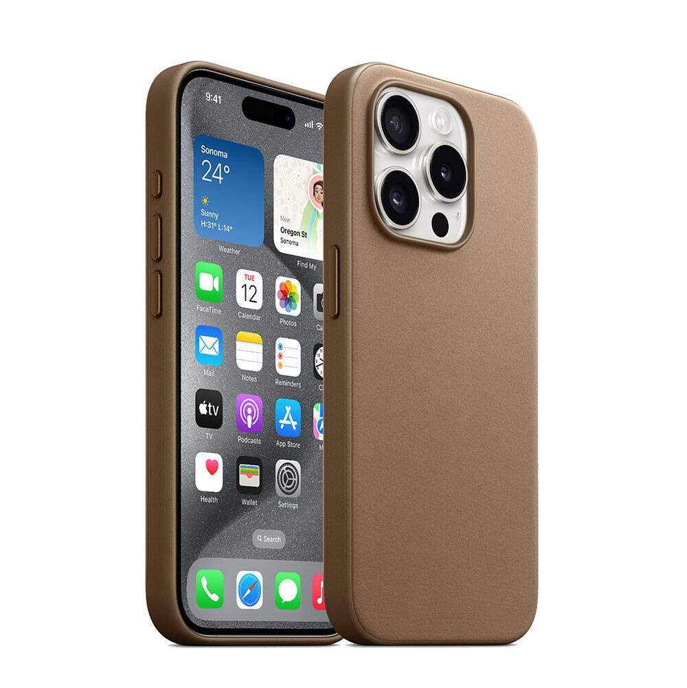 Apple iPhone 15 Pro Kılıf Zore M-safe Şarj Özellikli Mikro Fiber Optimal Kapak Kahverengi