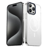 Apple iPhone 15 Pro Kılıf Zore Wireless Şarj Özellikli Şeffaf G-Glass Kapak Gümüş