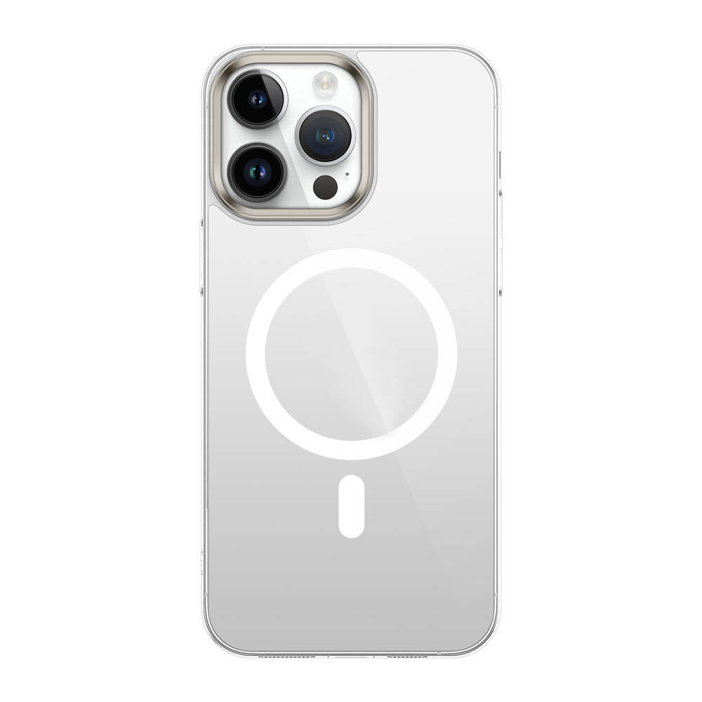 Apple iPhone 15 Pro Kılıf Zore Wireless Şarj Özellikli Şeffaf G-Glass Kapak Lacivert