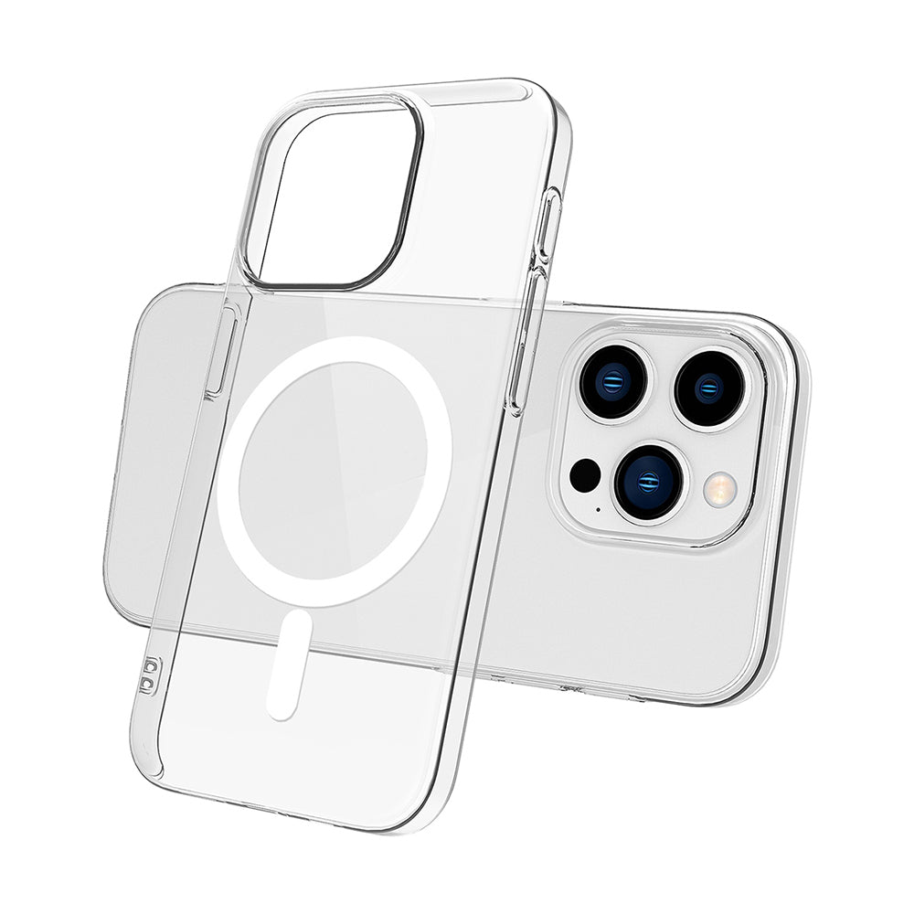 Apple iPhone 15 Pro Max Kamera Korumalı M-Safe Şarj Özellikli Şeffaf Zore London Sert PC Kapak Şeffaf