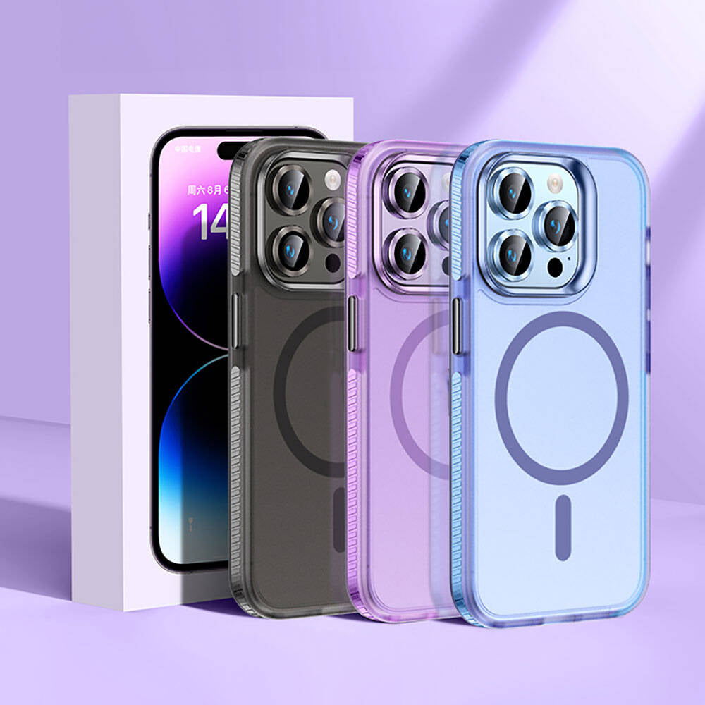 Apple iPhone 15 Pro Max Kılıf Airbagli M-safe Wireless Şarj Özellikli Lens Koruyuculu Zore Klaptika Kapak Siyah