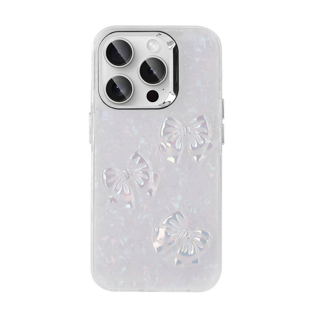 Apple iPhone 15 Pro Max Kılıf Kabartma Figürlü Parlak Zore Eralli Silikon Kapak Kelebek
