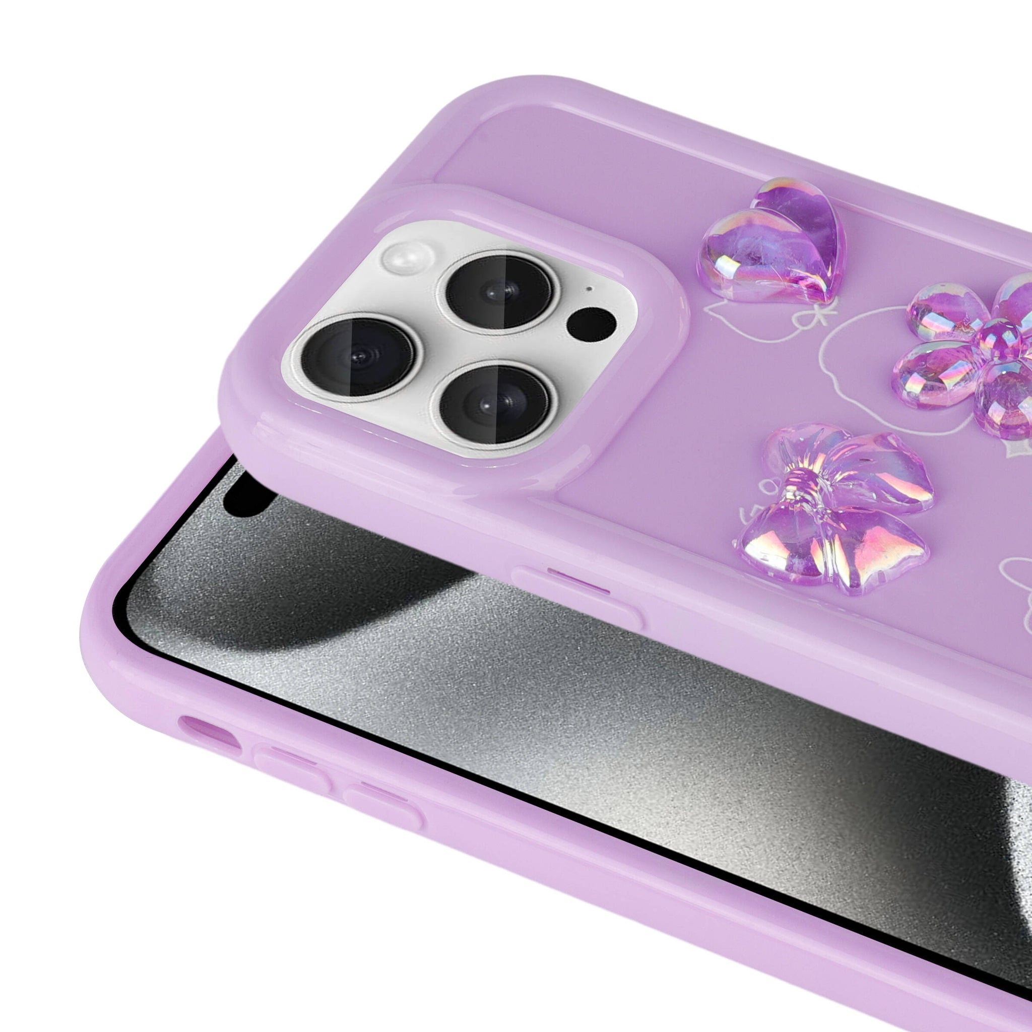 Apple iPhone 15 Pro Max Kılıf Kabartma Figürlü Parlak Zore Toys Silikon Kapak Pembe