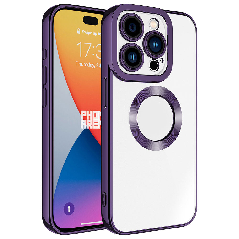 Apple iPhone 15 Pro Max Kılıf Kamera Korumalı Logo Gösteren Zore Omega Kapak Titanyum