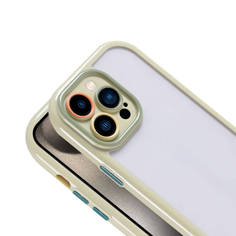 Apple iPhone 15 Pro Max Kılıf Kamera Korumalı Renkli Kenar ve Çerçeve Tasarımlı Zore Vitamin Kapak Yeşil