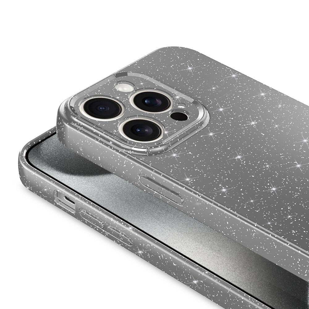 Apple iPhone 15 Pro Max Kılıf Kamera Korumalı Simli Lüks Zore Koton Kapak Siyah