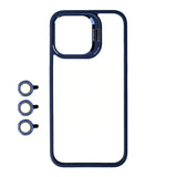Apple iPhone 15 Pro Max Kılıf Kamera Lens Korumalı Standlı Zore Klon Lensli Kapak Lacivert