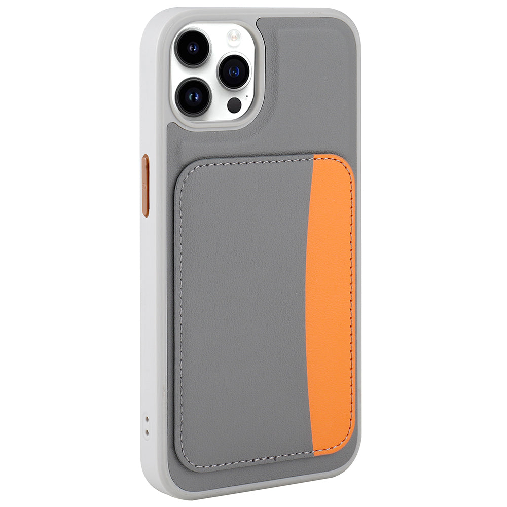 Apple iPhone 15 Pro Max Kılıf Kartlıklı Zore X-Kart Silikon Kapak Turuncu