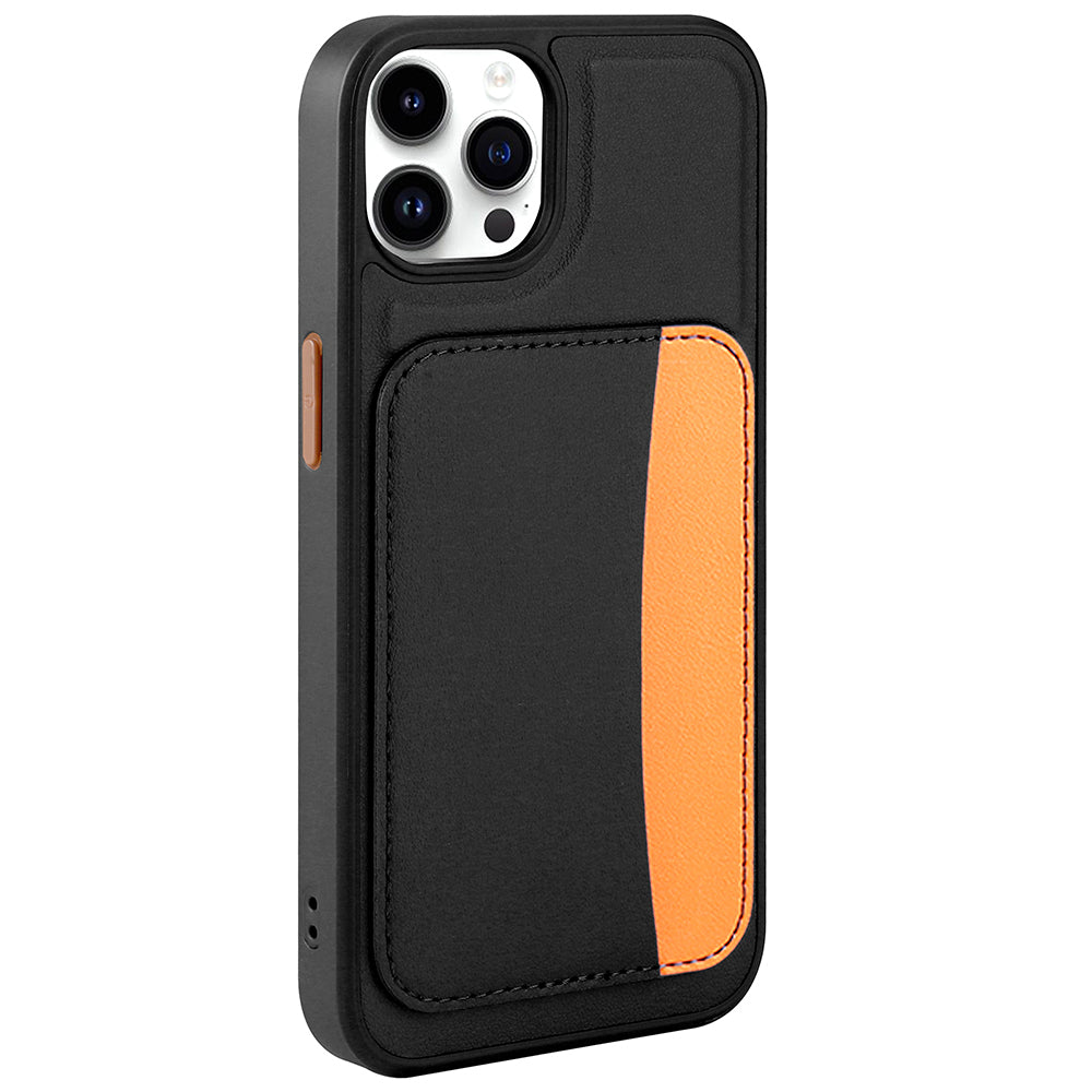 Apple iPhone 15 Pro Max Kılıf Kartlıklı Zore X-Kart Silikon Kapak Turuncu