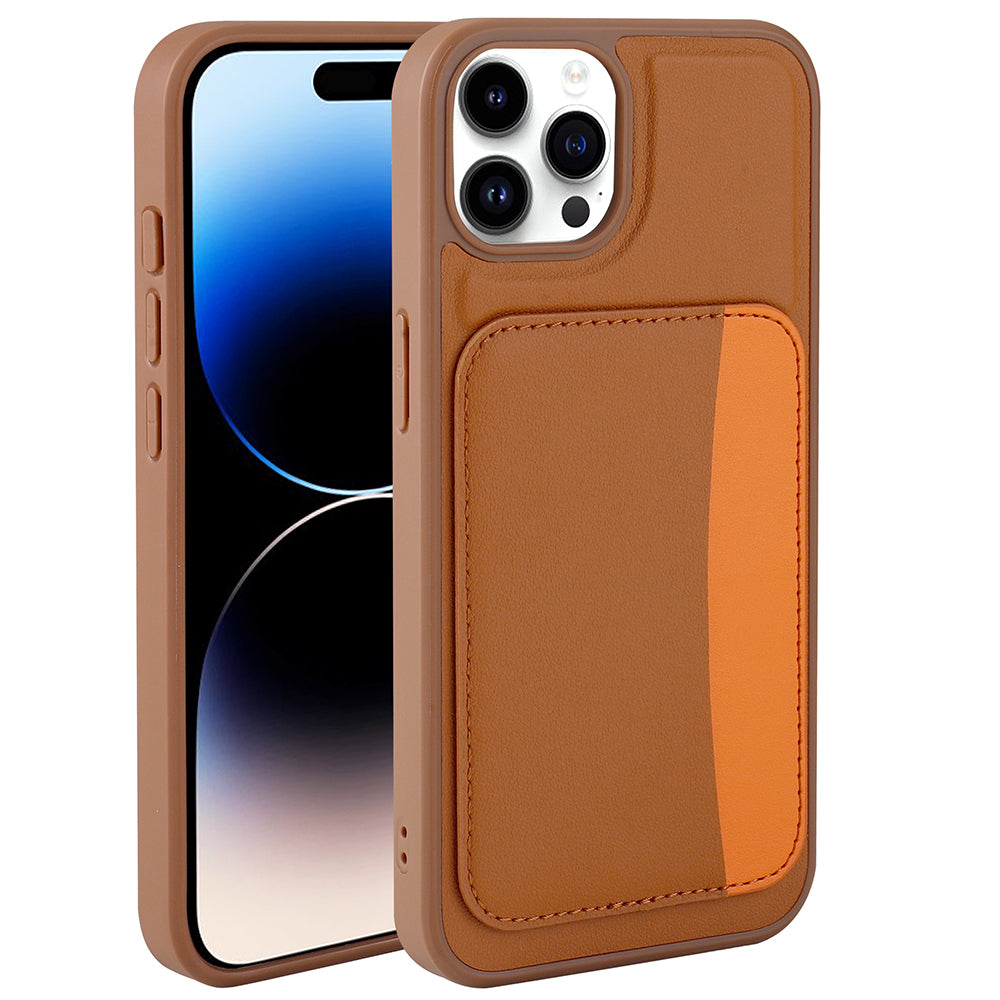 Apple iPhone 15 Pro Max Kılıf Kartlıklı Zore X-Kart Silikon Kapak Kahverengi
