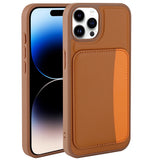 Apple iPhone 15 Pro Max Kılıf Kartlıklı Zore X-Kart Silikon Kapak Kahverengi