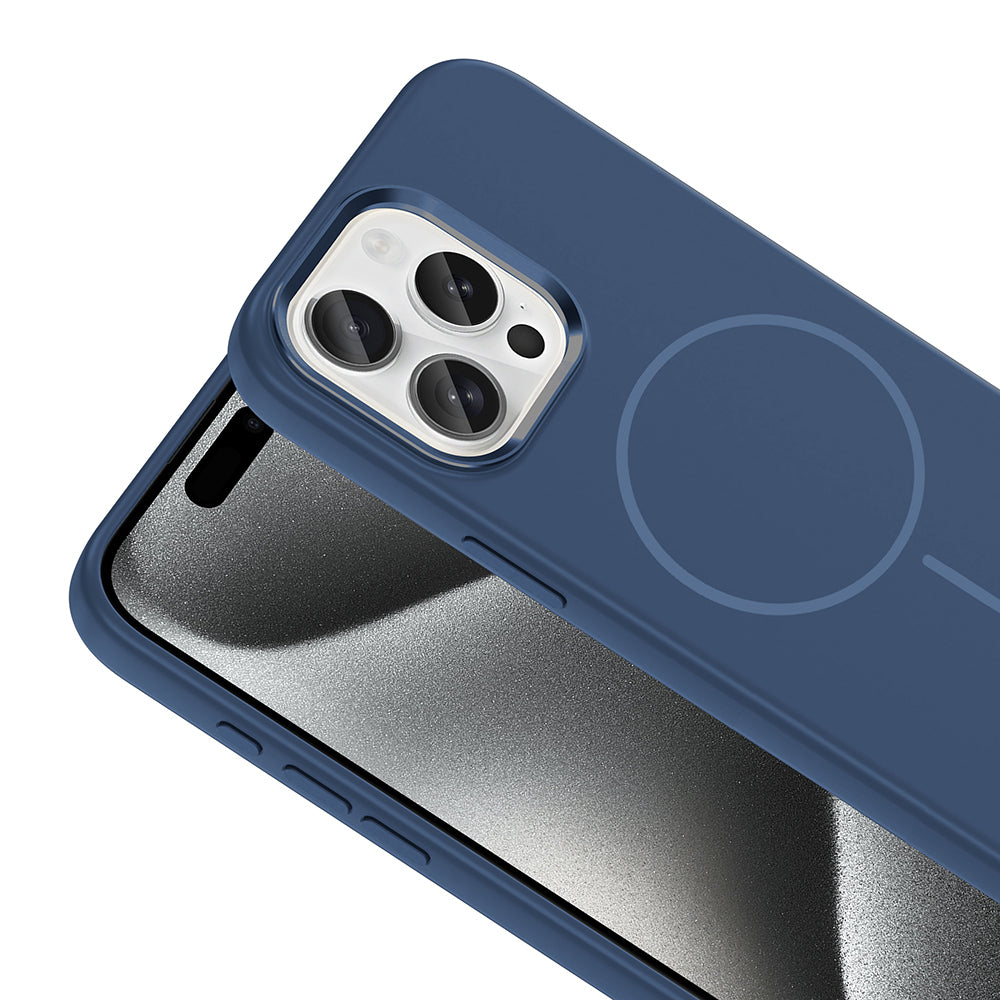 Apple iPhone 15 Pro Max Kılıf M-Safe Şarj Özellikli Metal Kamera Çerçeveli Zore Edi Silikon Kapak Siyah