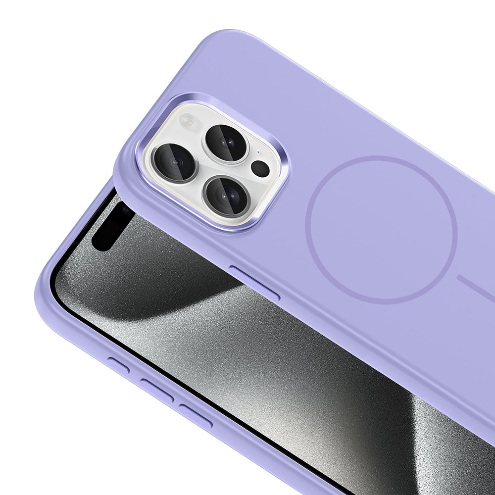 Apple iPhone 15 Pro Max Kılıf M-Safe Şarj Özellikli Metal Kamera Çerçeveli Zore Edi Silikon Kapak Siyah