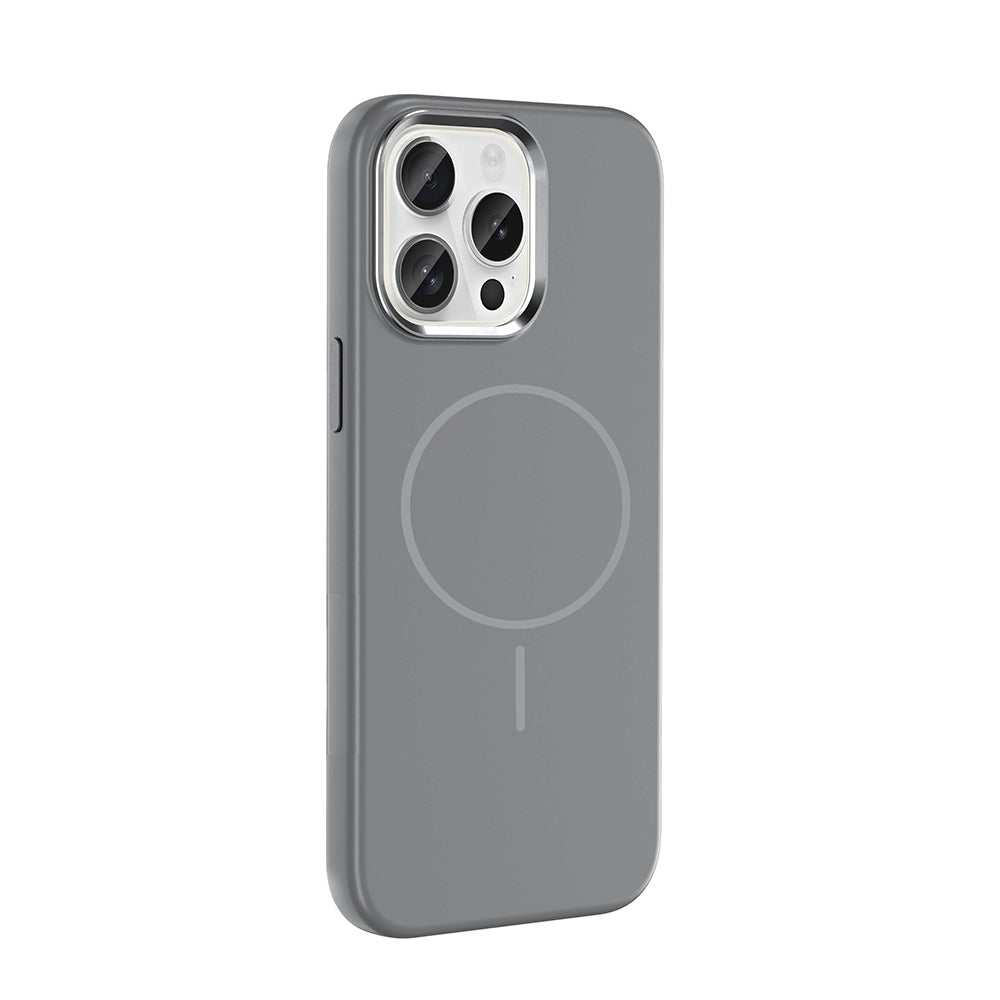 Apple iPhone 15 Pro Max Kılıf M-Safe Şarj Özellikli Metal Kamera Çerçeveli Zore Edi Silikon Kapak Mor