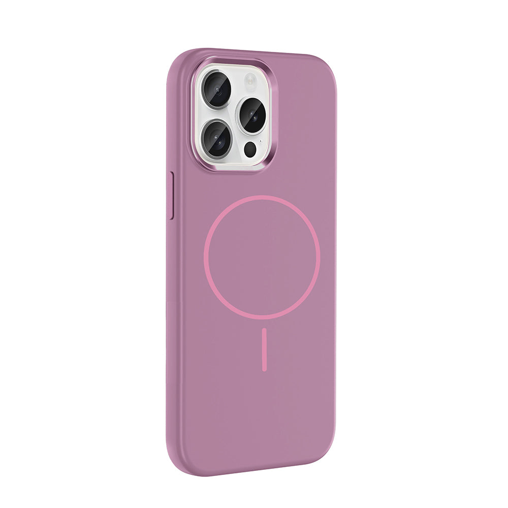 Apple iPhone 15 Pro Max Kılıf M-Safe Şarj Özellikli Metal Kamera Çerçeveli Zore Edi Silikon Kapak Lila