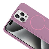 Apple iPhone 15 Pro Max Kılıf M-Safe Şarj Özellikli Metal Kamera Çerçeveli Zore Edi Silikon Kapak Lila