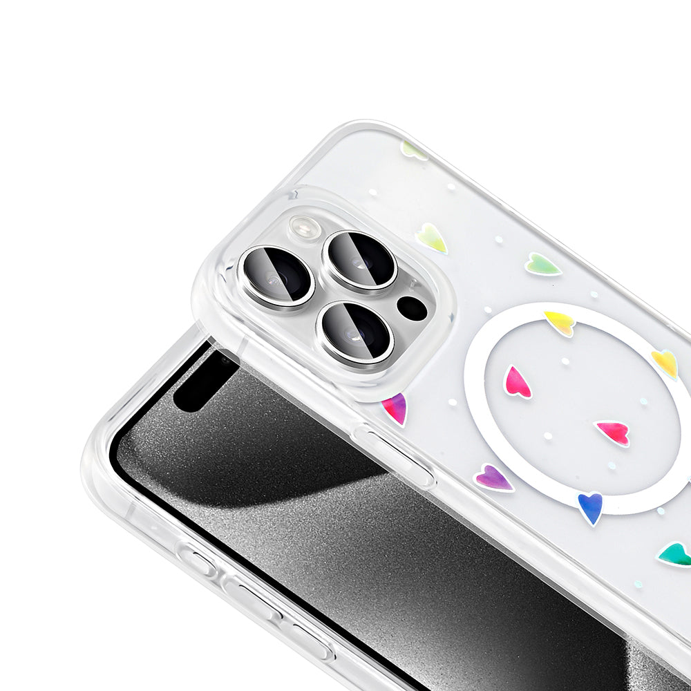 Apple iPhone 15 Pro Max Kılıf M-Safe Şarj Özellikli Şeffaf Zore Folk Sert Kapak Sevimli Köpek