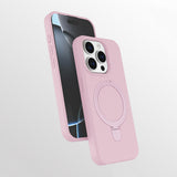 Apple iPhone 15 Pro Max Kılıf M-safe Şarj Özellikli Standlı Zore Samara Kapak Pembe
