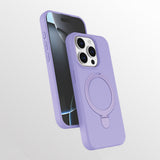 Apple iPhone 15 Pro Max Kılıf M-safe Şarj Özellikli Standlı Zore Samara Kapak Lila