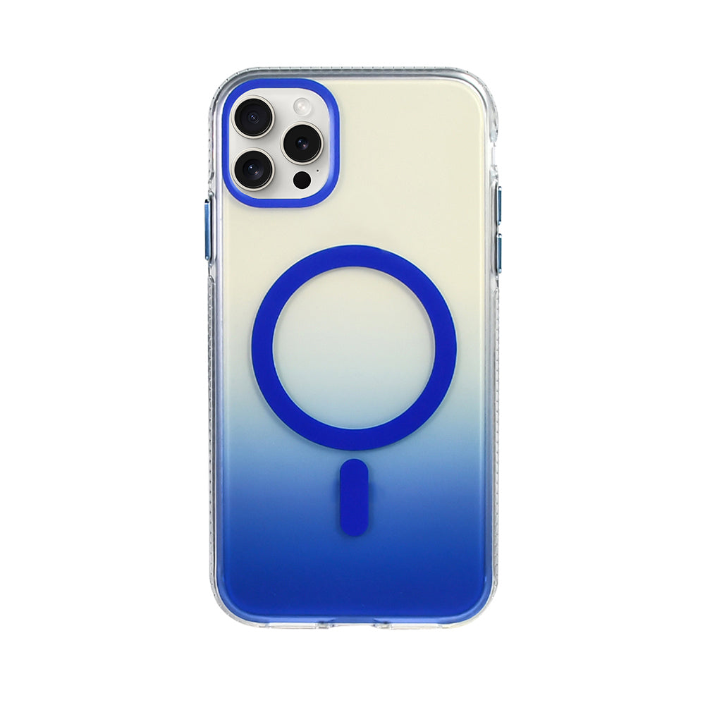 Apple iPhone 15 Pro Max Kılıf M-safe Şarj Özellikli Transparan Renk Geçişli Zore Toros Kapak Mavi