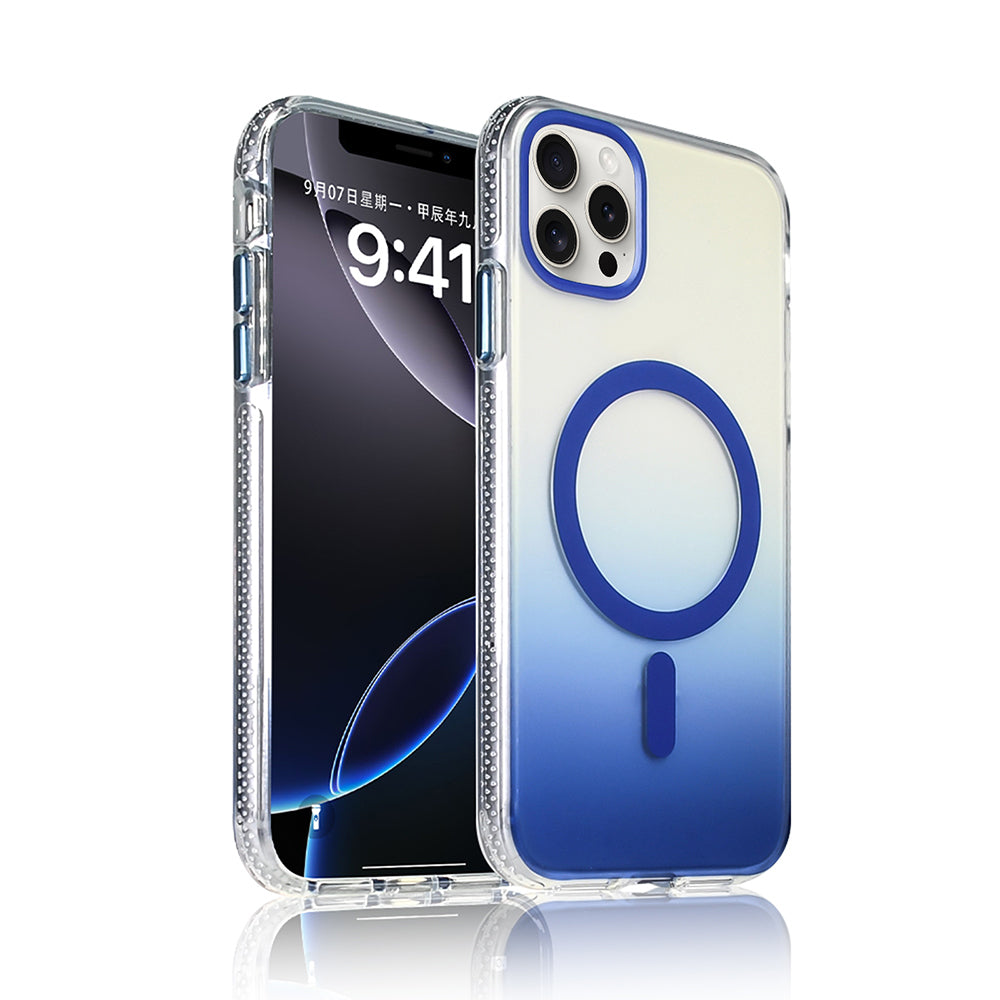 Apple iPhone 15 Pro Max Kılıf M-safe Şarj Özellikli Transparan Renk Geçişli Zore Toros Kapak Siyah