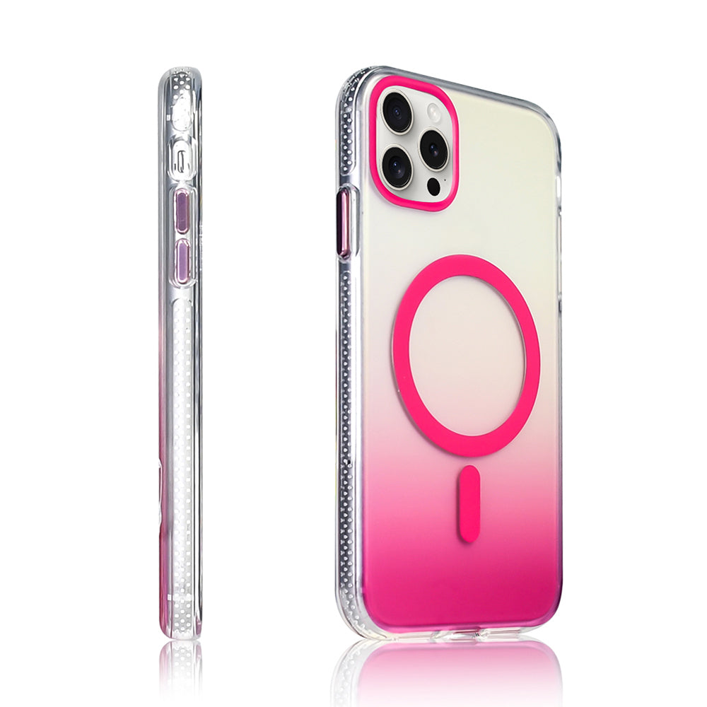 Apple iPhone 15 Pro Max Kılıf M-safe Şarj Özellikli Transparan Renk Geçişli Zore Toros Kapak Gri