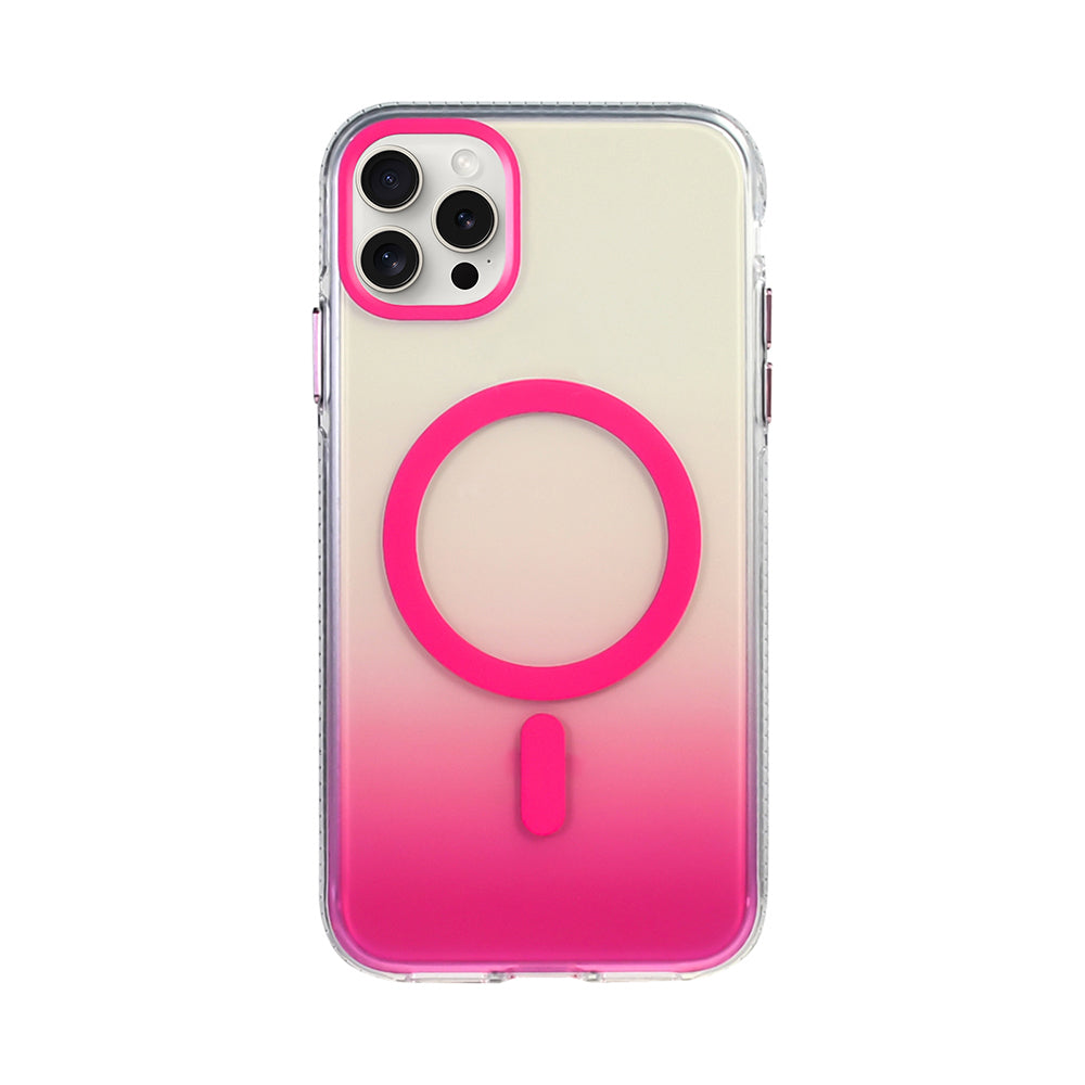 Apple iPhone 15 Pro Max Kılıf M-safe Şarj Özellikli Transparan Renk Geçişli Zore Toros Kapak Rose Gold