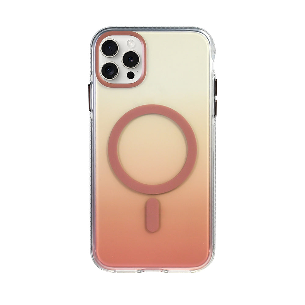 Apple iPhone 15 Pro Max Kılıf M-safe Şarj Özellikli Transparan Renk Geçişli Zore Toros Kapak Gri