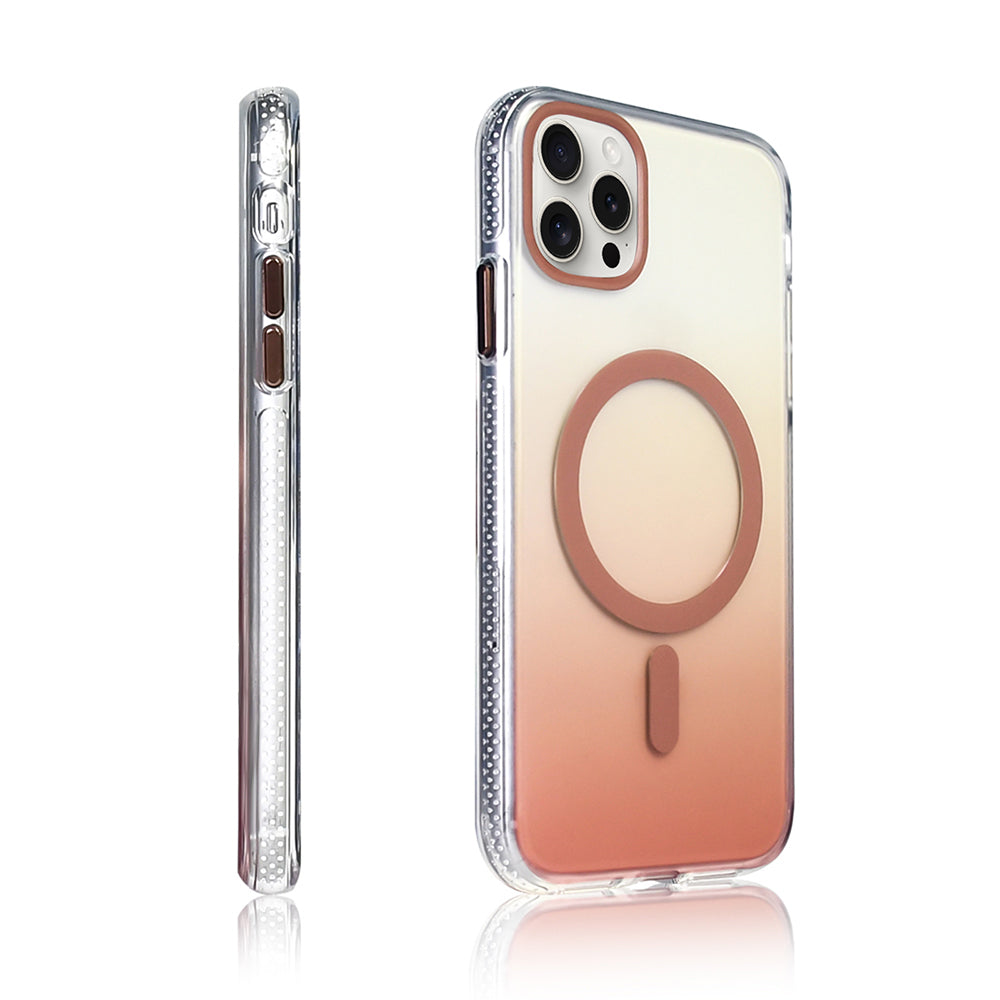 Apple iPhone 15 Pro Max Kılıf M-safe Şarj Özellikli Transparan Renk Geçişli Zore Toros Kapak Siyah