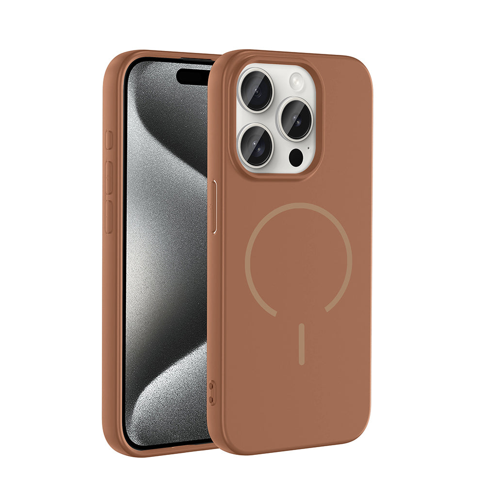 Apple iPhone 15 Pro Max Kılıf M-safe Şarj Özellikli Zore Meta Kapak Turuncu