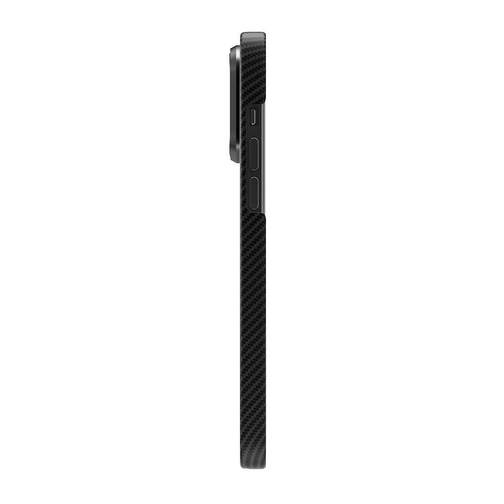 Apple iPhone 15 Pro Max Kılıf M-safe Şarj Özellikli 600D Kevlar Zore Krek Karbon Standlı Kapak Siyah