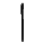 Apple iPhone 15 Pro Max Kılıf M-safe Şarj Özellikli 600D Kevlar Zore Krek Karbon Standlı Kapak Siyah