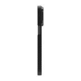 Apple iPhone 15 Pro Max Kılıf M-safe Şarj Özellikli 600D Kevlar Zore Krek Karbon Standlı Kapak Siyah