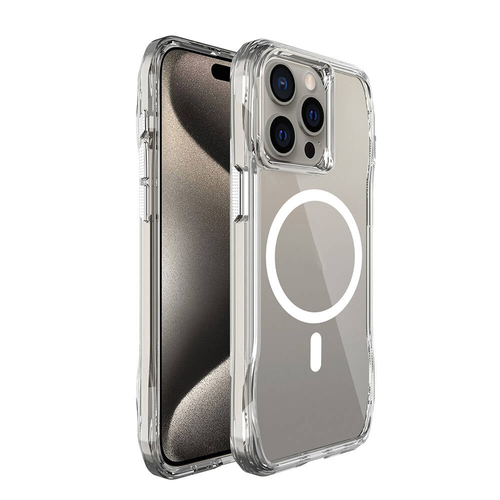 Apple iPhone 15 Pro Max Kılıf M-safe Şarj Özellikli Airbagli Şeffaf Zore İncek Kapak Şeffaf