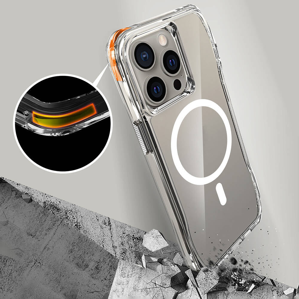Apple iPhone 15 Pro Max Kılıf M-safe Şarj Özellikli Airbagli Şeffaf Zore İncek Kapak Şeffaf