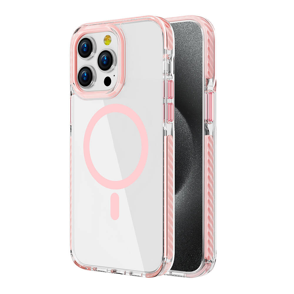 Apple iPhone 15 Pro Max Kılıf M-safe Şarj Özellikli Airbagli Takılabilir Askı Aparatlı Zore Nana Kapak Pembe