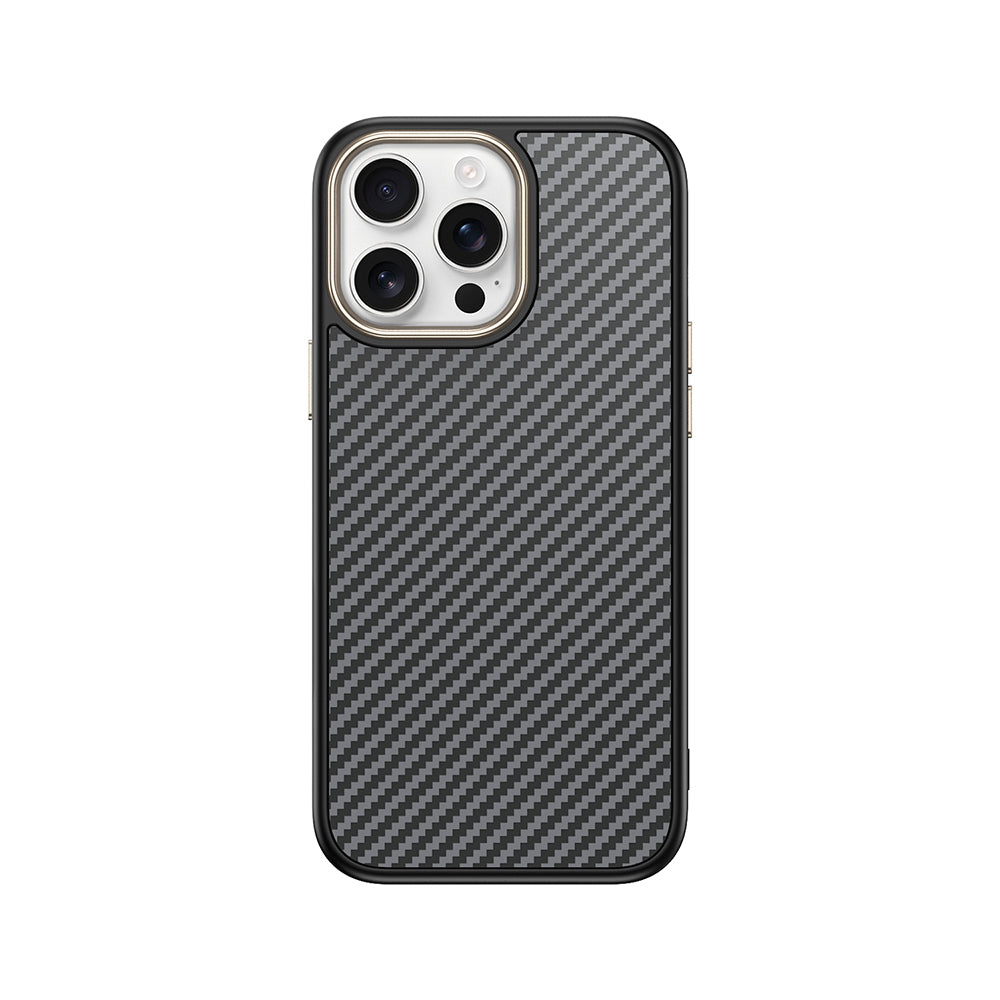 Apple iPhone 15 Pro Max Kılıf M-safe Şarj Özellikli Karbon Fiber Görünümlü Zore Antina Kapak Gri