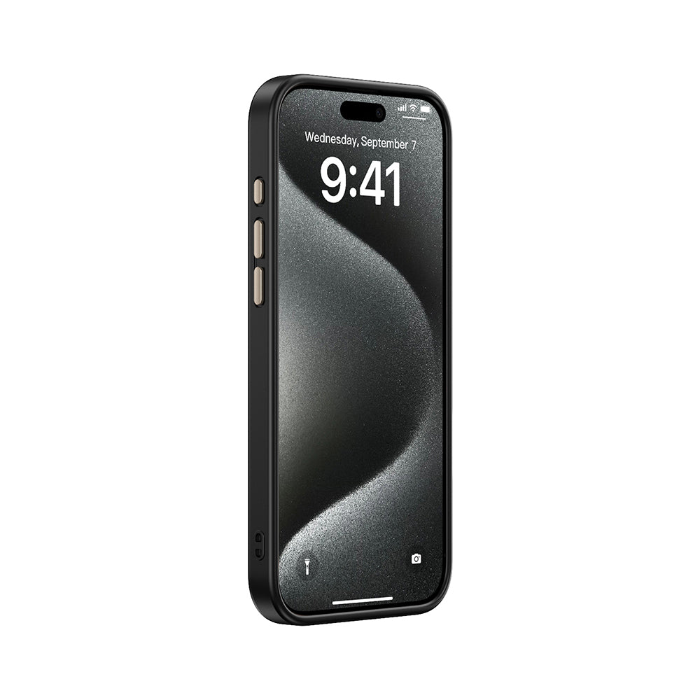 Apple iPhone 15 Pro Max Kılıf M-safe Şarj Özellikli Karbon Fiber Görünümlü Zore Antina Kapak Siyah-Gri