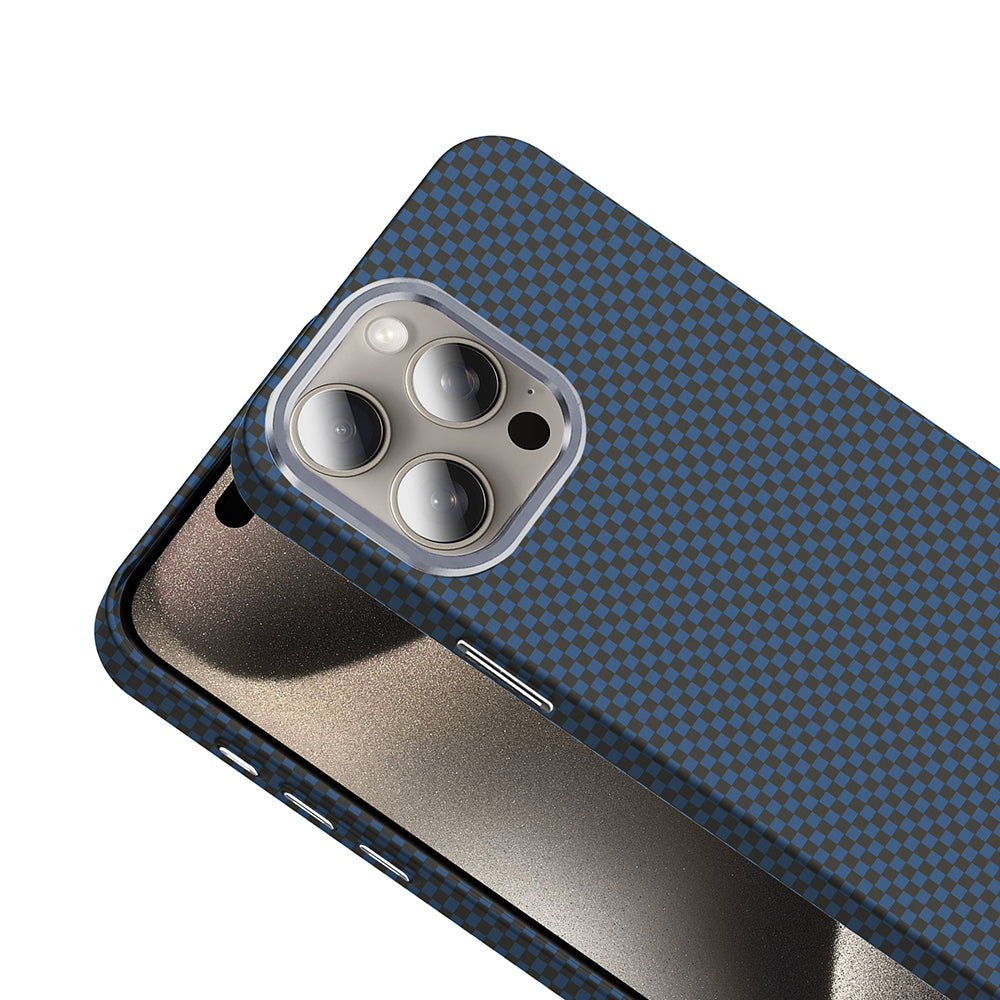 Apple iPhone 15 Pro Max Kılıf M-safe Şarj Özellikli Karbon Fiber Görünümlü Zore Gros Kapak Lacivert
